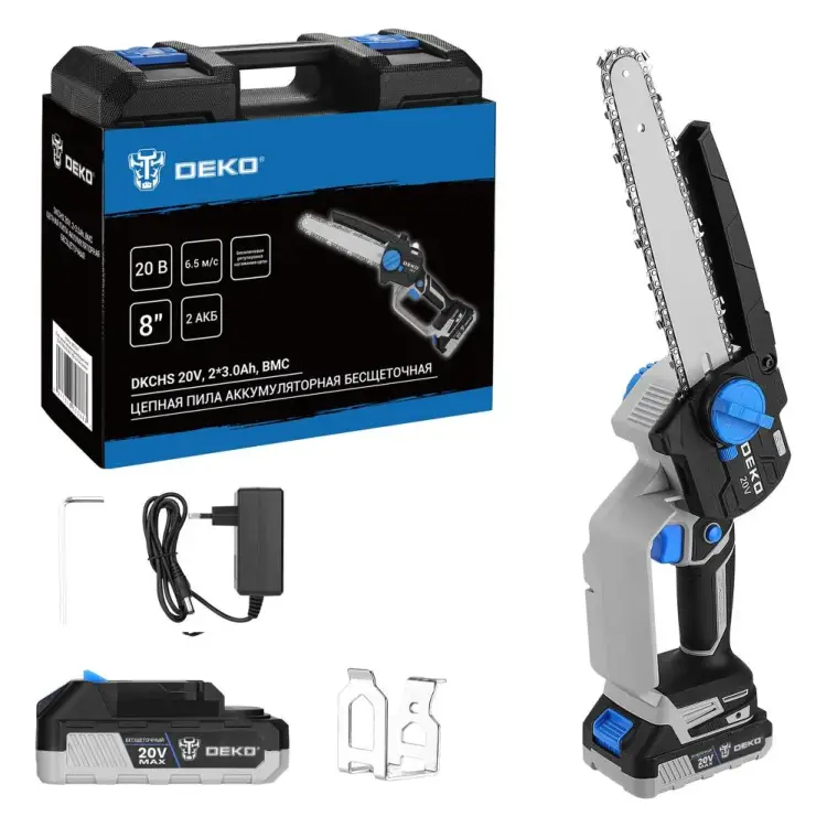 Цепная аккумуляторная бесщеточная пила DEKO DKCHS 20V 085-2011 Цепная аккумуляторная бесщеточная пила DEKO DKCHS 20V 085-2011