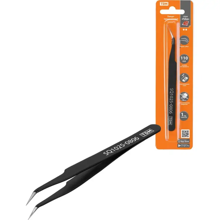 Прецизионный изогнутый пинцет TDM ELECTRIC Рубин SQ1025-0806