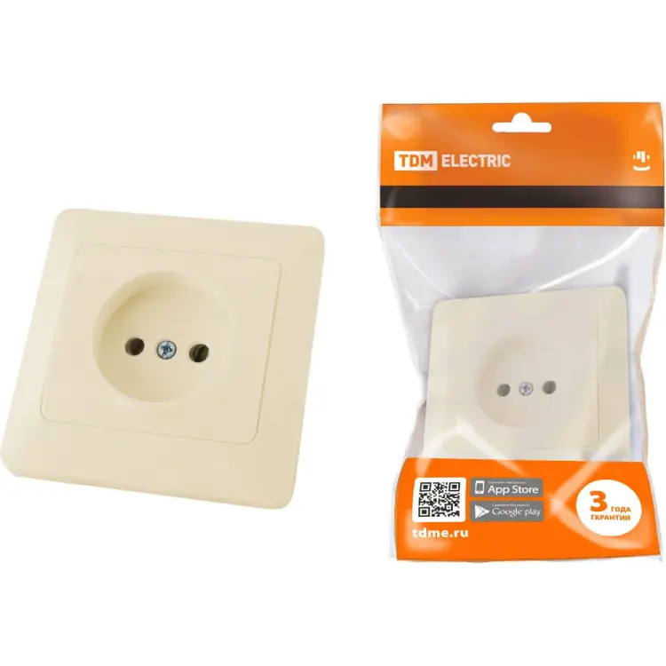 Розетка TDM ELECTRIC 2П 10А 250В слоновая кость Ильмень SQ1823-0109