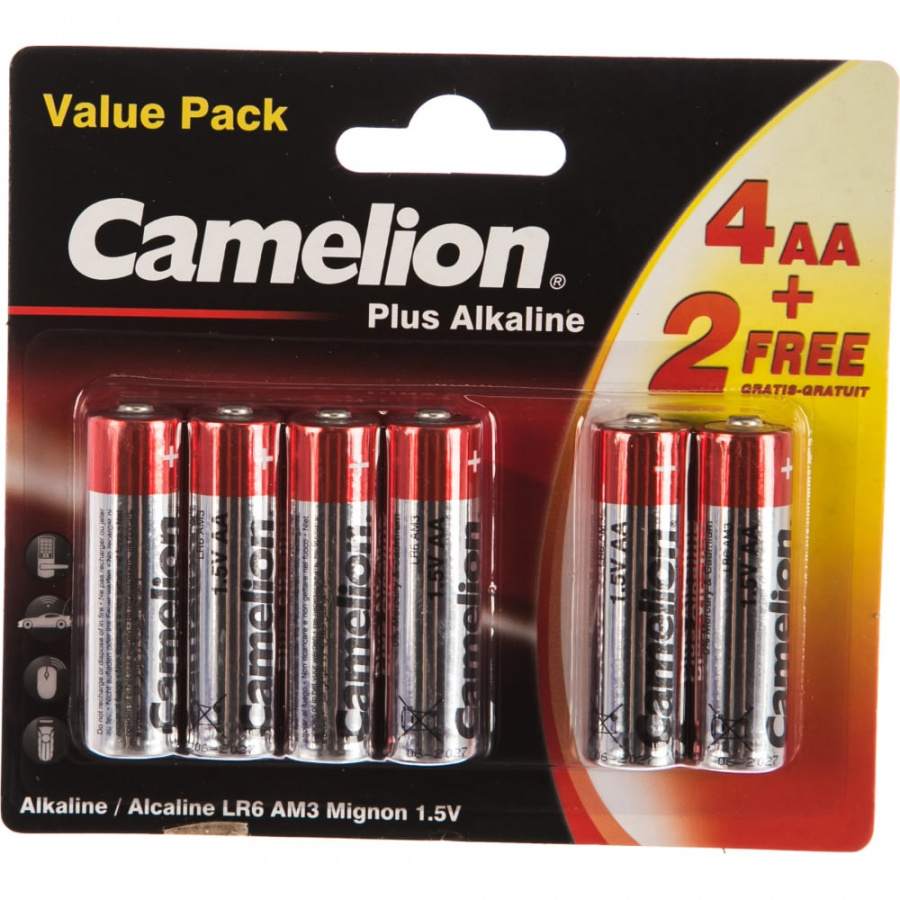 Щелочная батарейка Camelion LR6-BP2 Plus