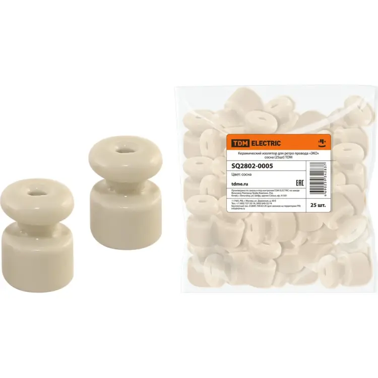 Керамический изолятор для ретро провода TDM ELECTRIC ЭКО SQ2802-0005
