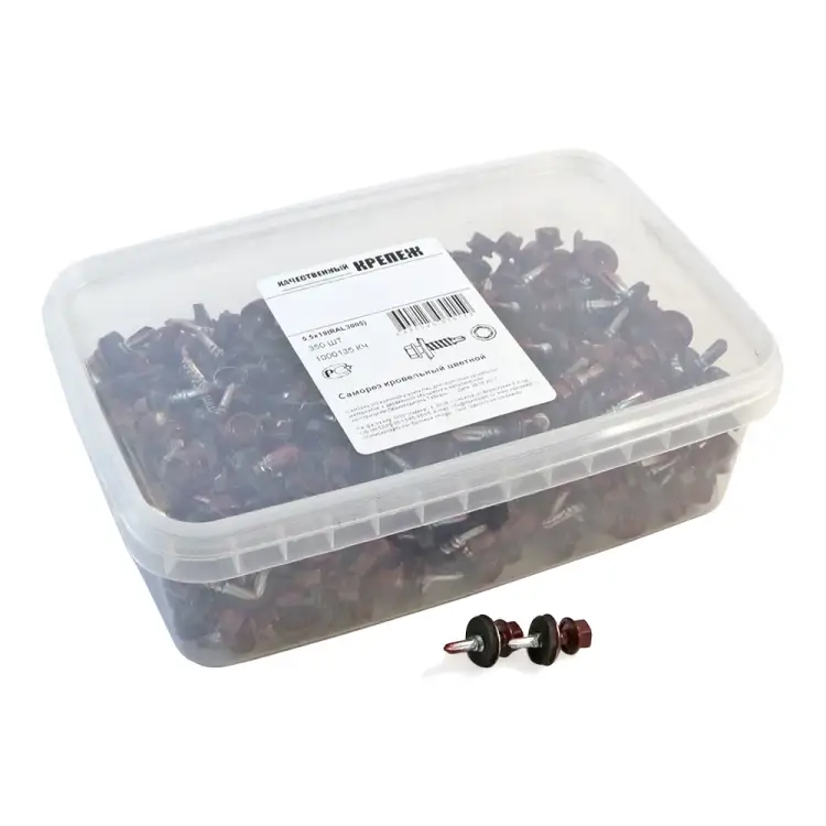 Кровельный саморез качественный крепеж 5,5/19 RAL3005350 красное вино (350 шт.) 1000135