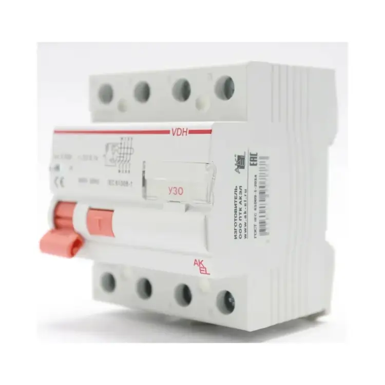 Устройство защитного отключения AKEL УЗО-VDH-4P-63A-100mA-ТипAC 400679