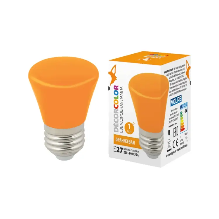Декоративная светодиодная лампа Volpe LED-D45-1W/ORANGE/E27/FR/С BELL UL-00005642