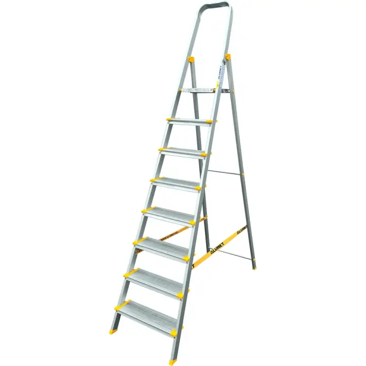 Профессиональная алюминиевая анодированная стремянка Алюмет АS708 Профессиональная алюминиевая анодированная стремянка Алюмет АS708
