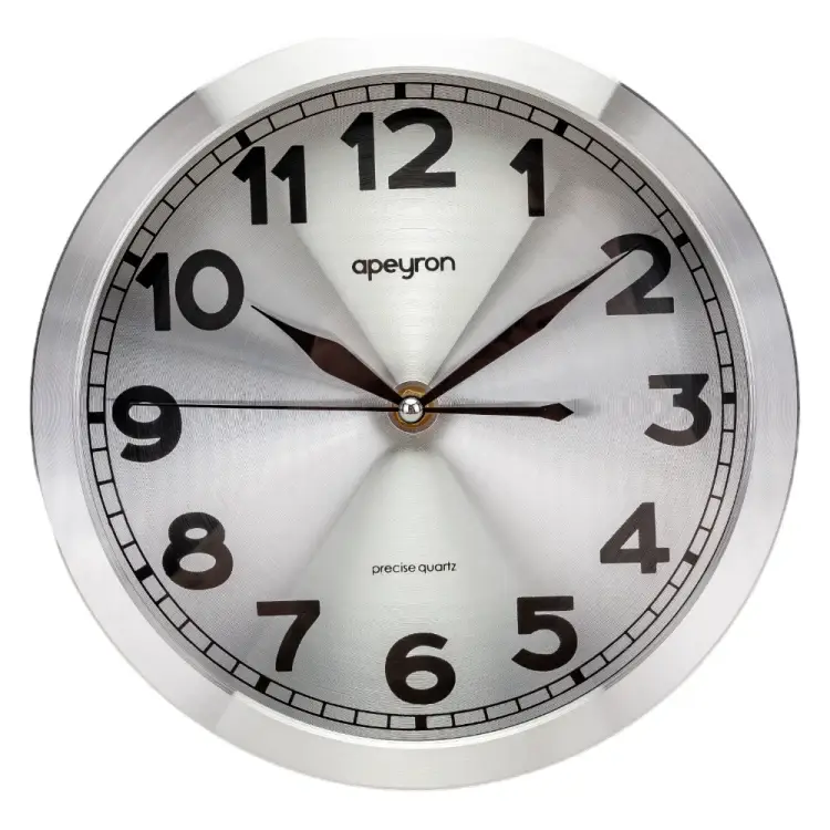 Круглые настенные бесшумные часы Apeyron металл, ø25,1 см с плавным ходом, батарейка 1АА ML2207-191-1