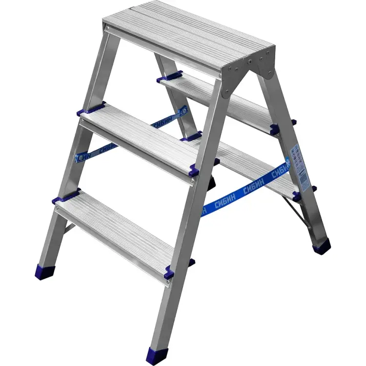 Алюминиевая двухсторонняя лестница-стремянка СИБИН 38825-03 Алюминиевая двухсторонняя лестница-стремянка СИБИН 38825-03