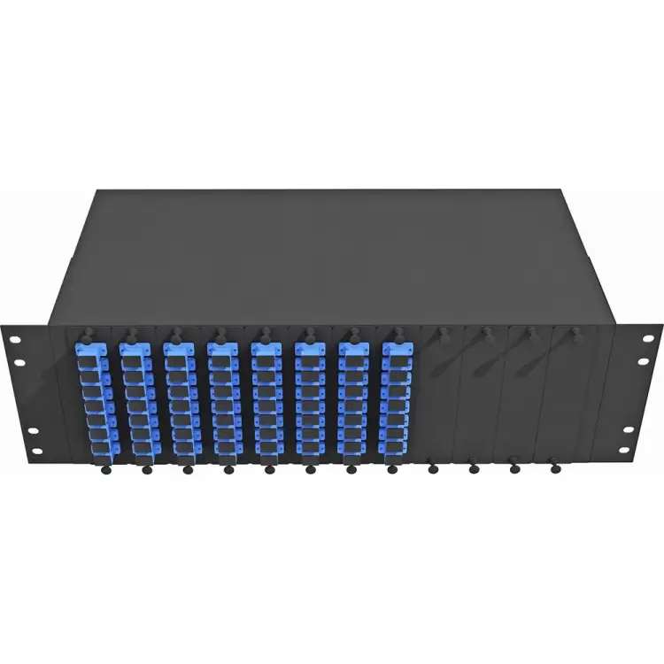 Одномодовый оптический укомплектованный стоечный кросс TopLan КРС-Top-3U-64SC/U-OS2-BK