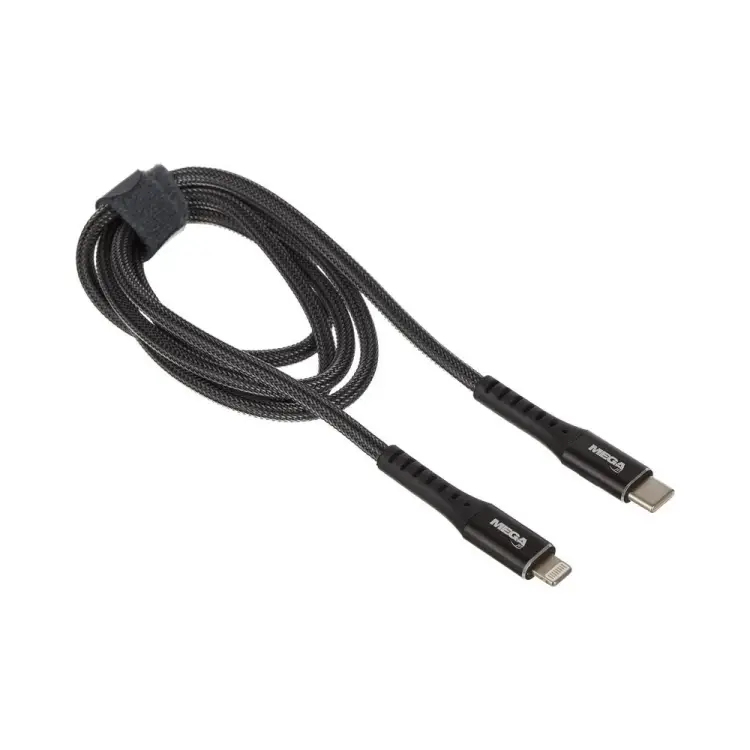 Кабель ProMega u210pd, мощность, 1м, type-c to lightning, нейлон, черный 1639342