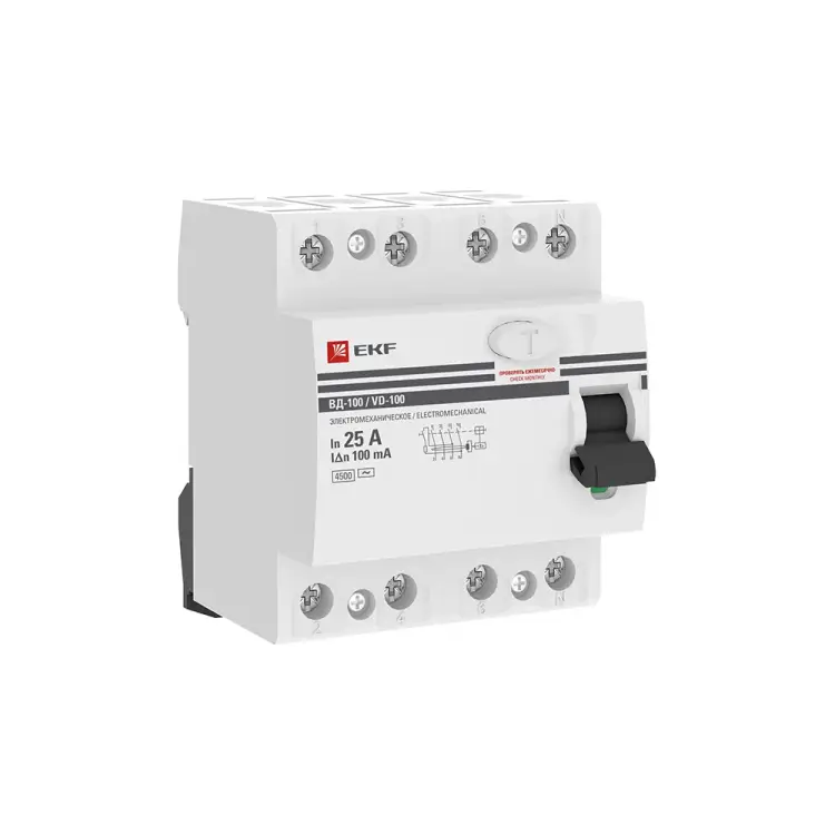 Устройство защитного отключения EKF УЗО ВД-100 PROxima elcb-4-25-100-em-pro