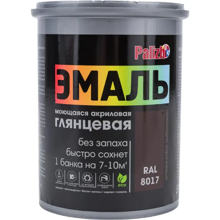 Акриловая эмаль Palizh глянцевая 602 темно-коричневая 1кг 1/6 11605610