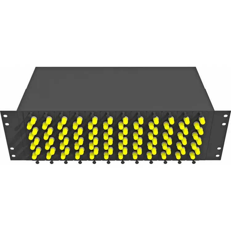 Укомплектованный многомодовый стоечный оптический кросс TopLan КРС-Top-3U-96ST/U-OM2-BK