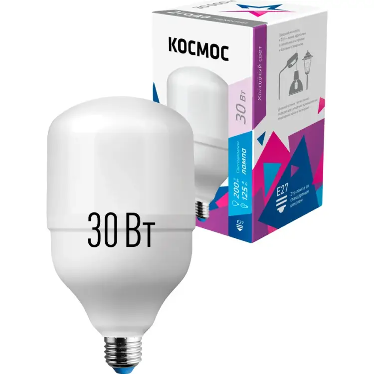 Светодиодная лампа КОСМОС LED 30Вт E27 6500К 417271 LksmHWLED30WE2765