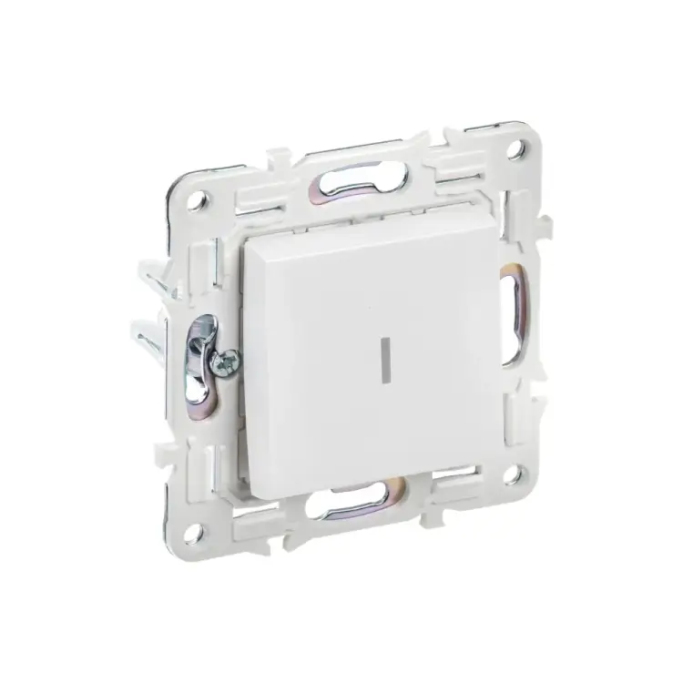 Выключатель 1-клавишный IEK SKANDY проходной с индикацией 10А SK-V08W арктический белый SK-V12-1-10-K01