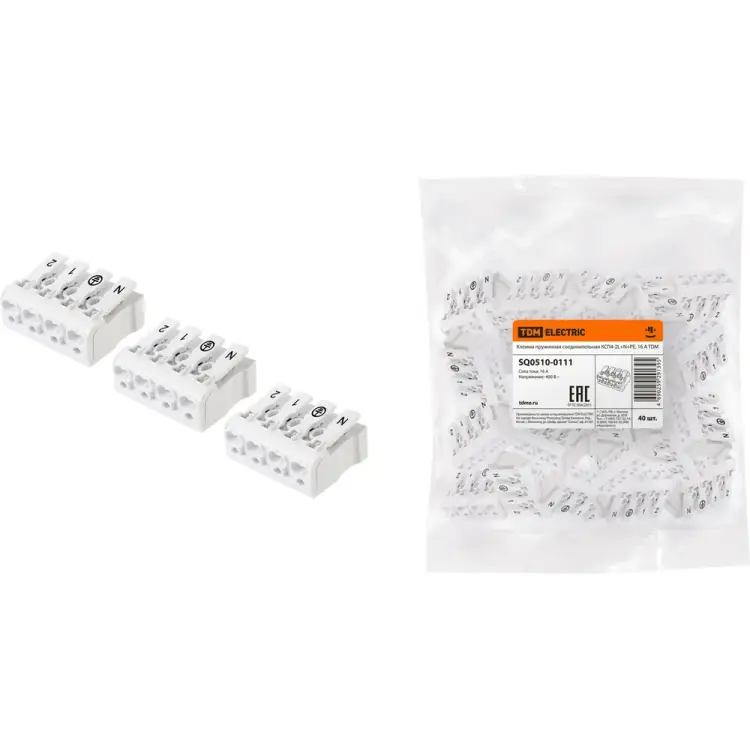 Пружинная соединительная клемма TDM ELECTRIC КСП4-2L+N+PE SQ0510-0111