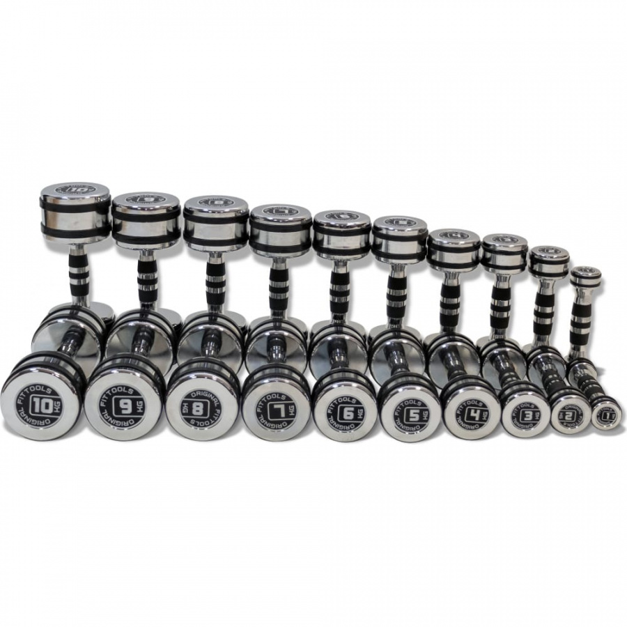 Набор хромированных гантелей Original FitTools FT-CRDB-110-SET