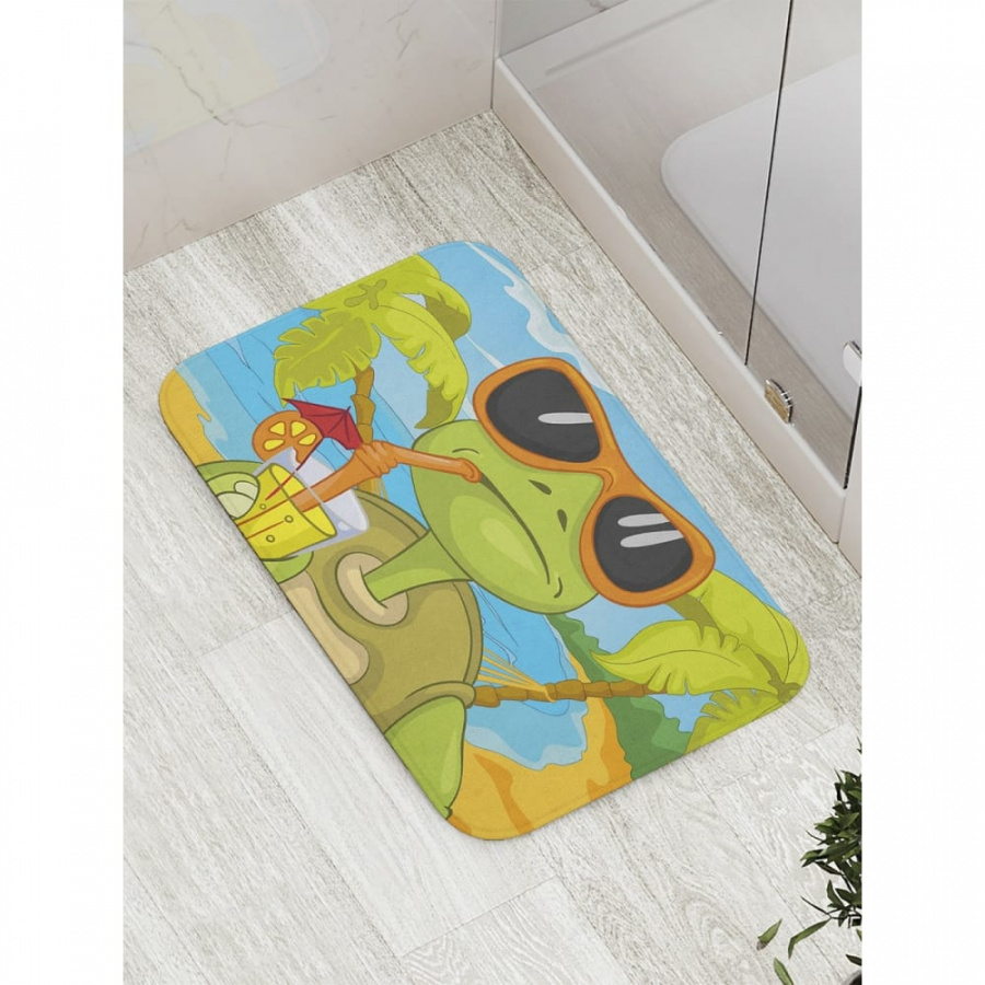 Противоскользящий коврик для ванной, сауны, бассейна JOYARTY Черепаха в очках