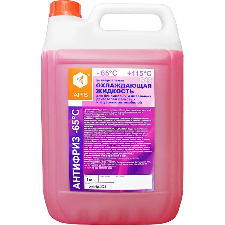 Охлаждающая жидкость для двигателя автомобиля APIS RUZ-006-0004
