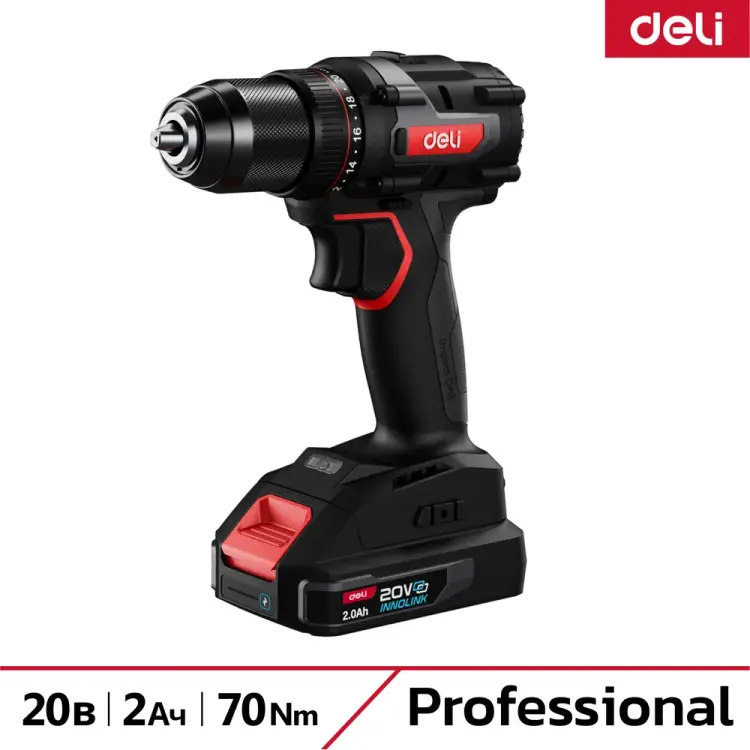 Аккумуляторная дрель шуруповерт DELI DE-DZ20-2D2 164327