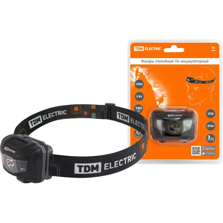 Аккумуляторный налобный фонарь TDM ELECTRIC 10 SQ0350-0062