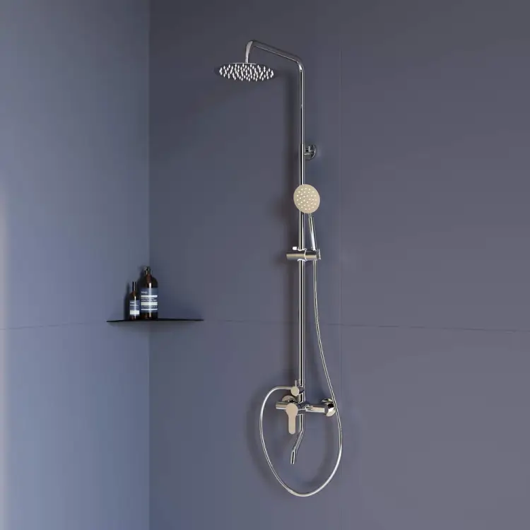 Душевая стойка RGW SP-24-S сатин, головной душ/смеситель (ручной душ, шланг 1,5 м.) 59140124-13