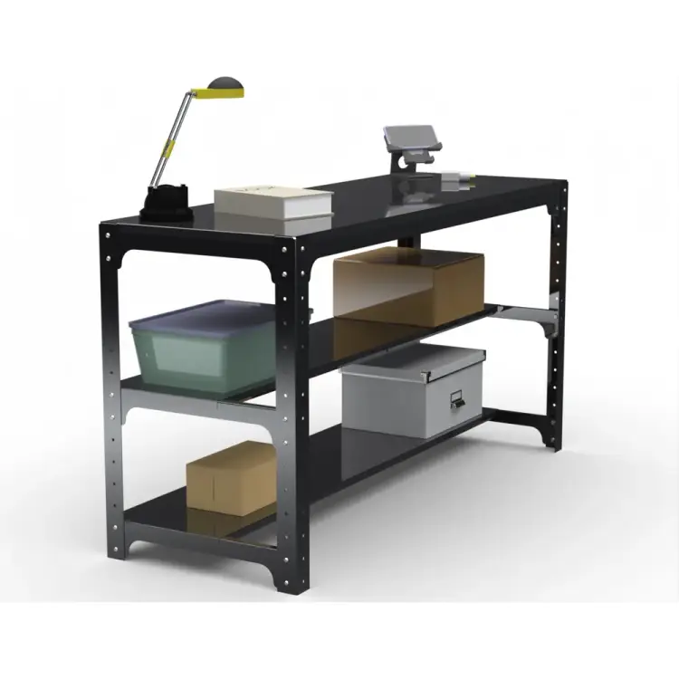 Стол металлический ООО Металекс серия KIT 750х1000х600 мм, мм, две полки мм, перфопанель с комплектом аксессуаров, серый 201517