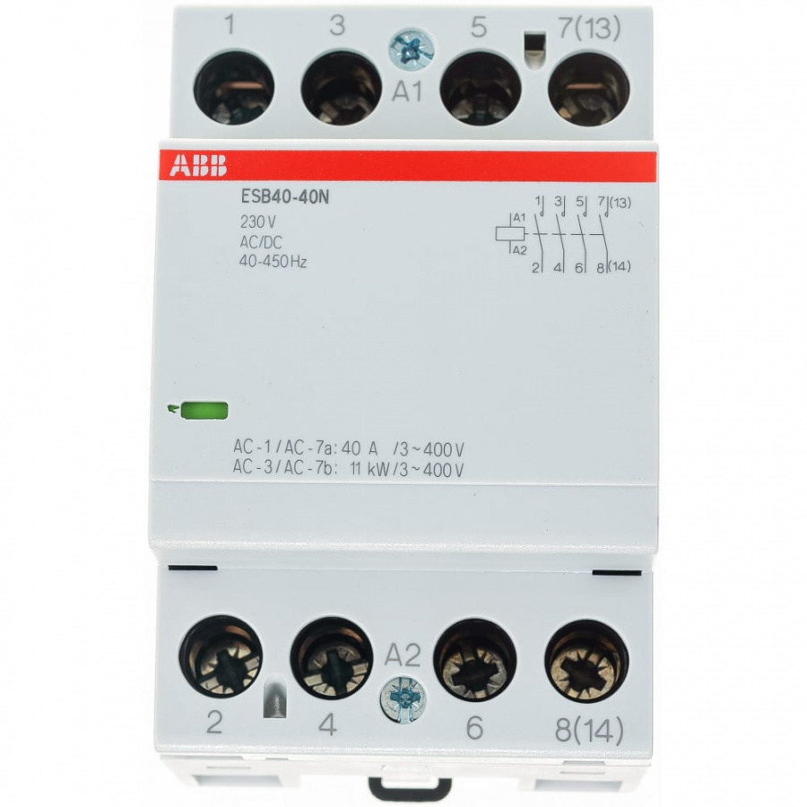 Модульный контактор ABB 40А АС-1, 4НО, катушка 230В AC/DC