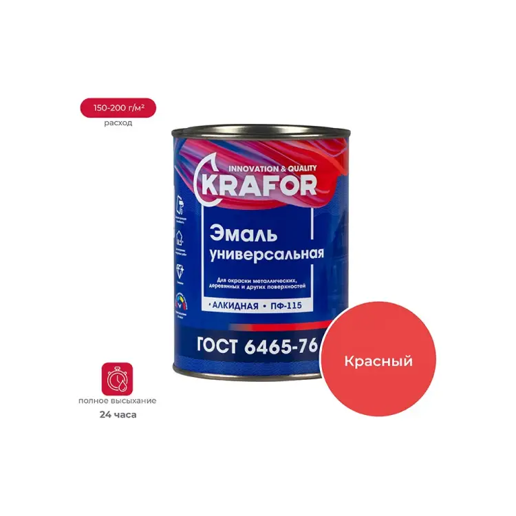 Универсальная атмосферостойкая эмаль KRAFOR ПФ-115 206143 Универсальная атмосферостойкая эмаль KRAFOR ПФ-115 206143